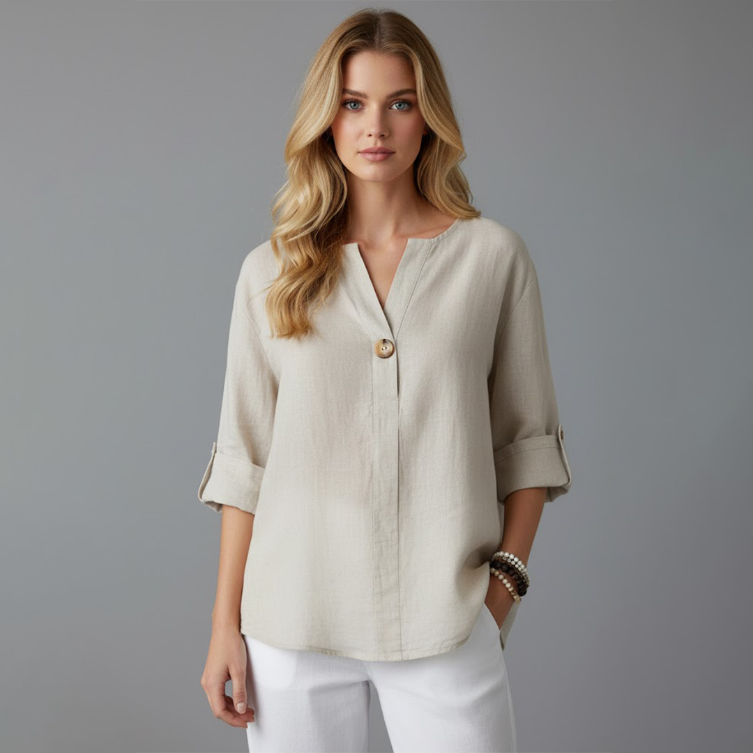 Solara | Women’s Casual V-Neck Button-Down Shirt