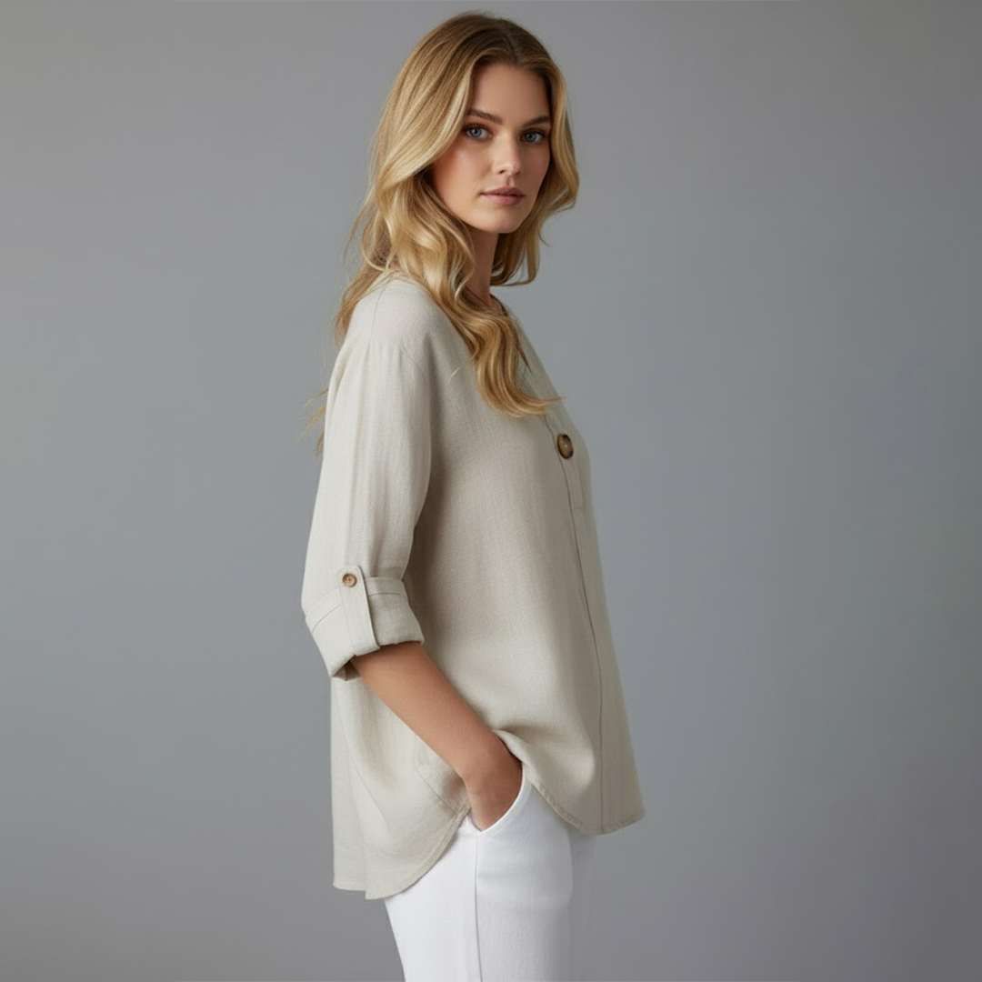Solara | Women’s Casual V-Neck Button-Down Shirt
