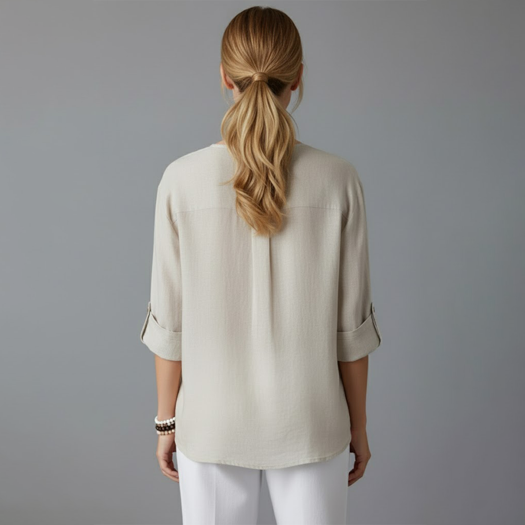 Solara | Women’s Casual V-Neck Button-Down Shirt