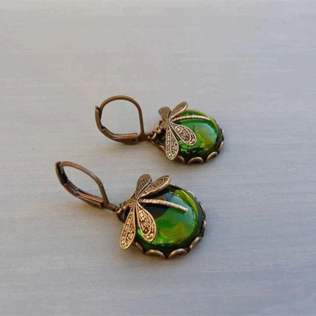 Dragonfly Antique Gold Earrings