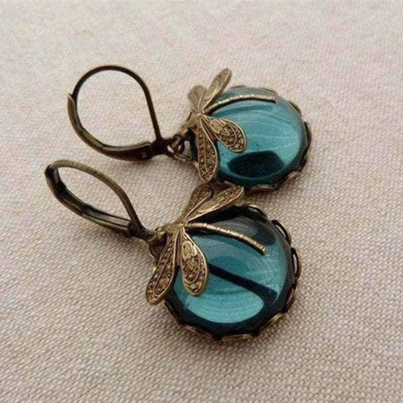 Dragonfly Antique Gold Earrings