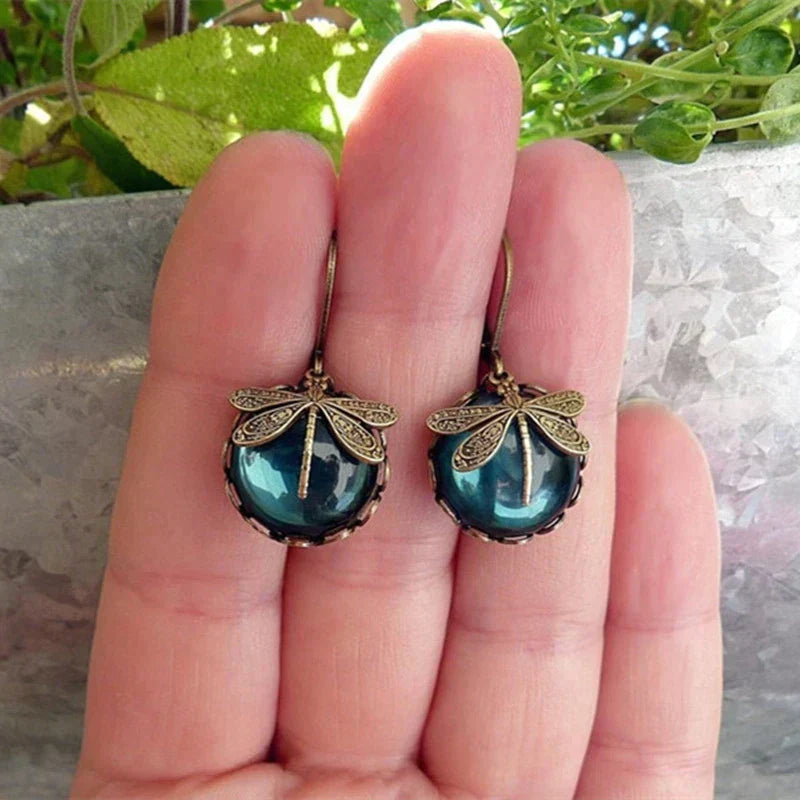 Dragonfly Antique Gold Earrings
