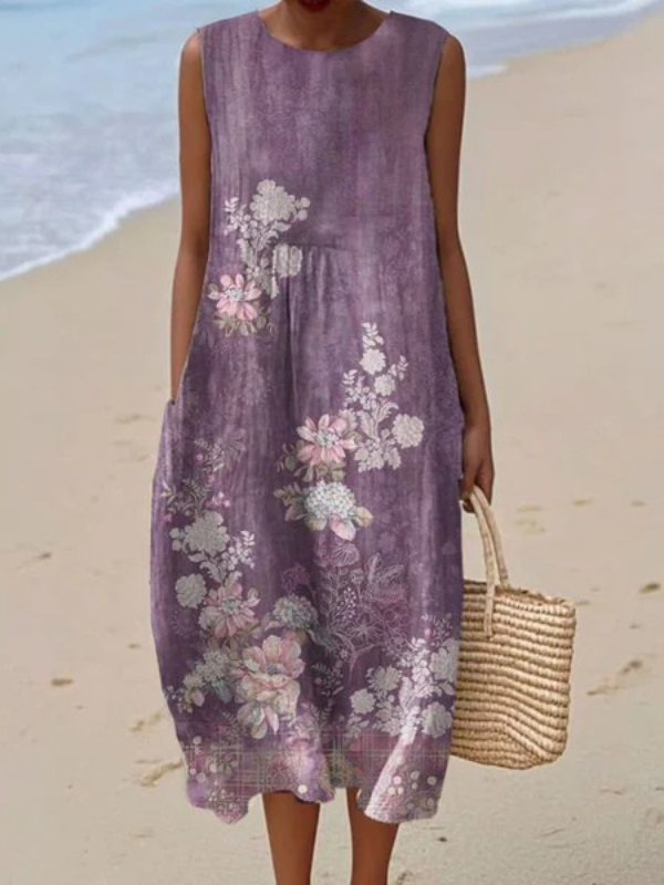 Vintage Bloom Wrap Dress – Flowy Floral Elegance for Everyday Ease