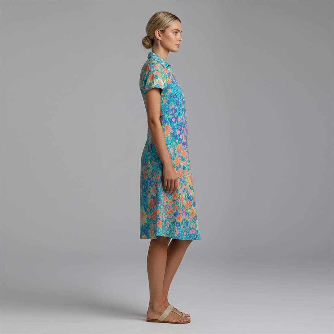 Eucalya | Women’s Floral Print Midi Shirt Dress