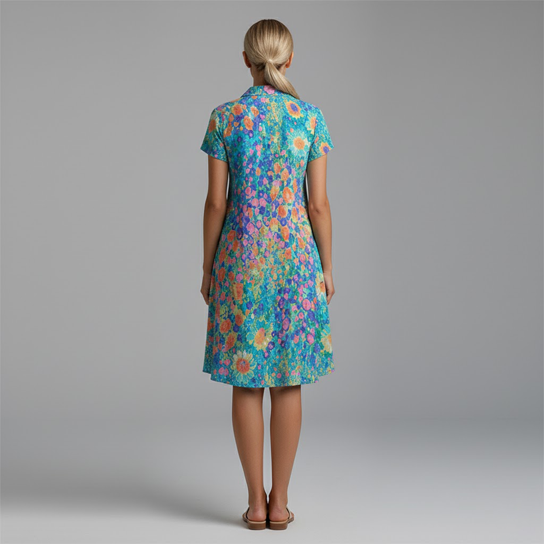 Eucalya | Women’s Floral Print Midi Shirt Dress