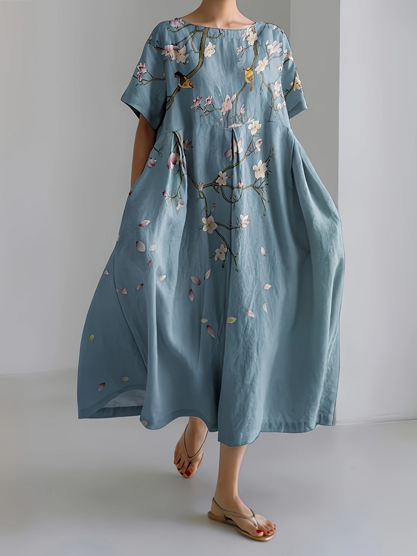 Blue Blossom Midi – Soft Florals, Easy Elegance