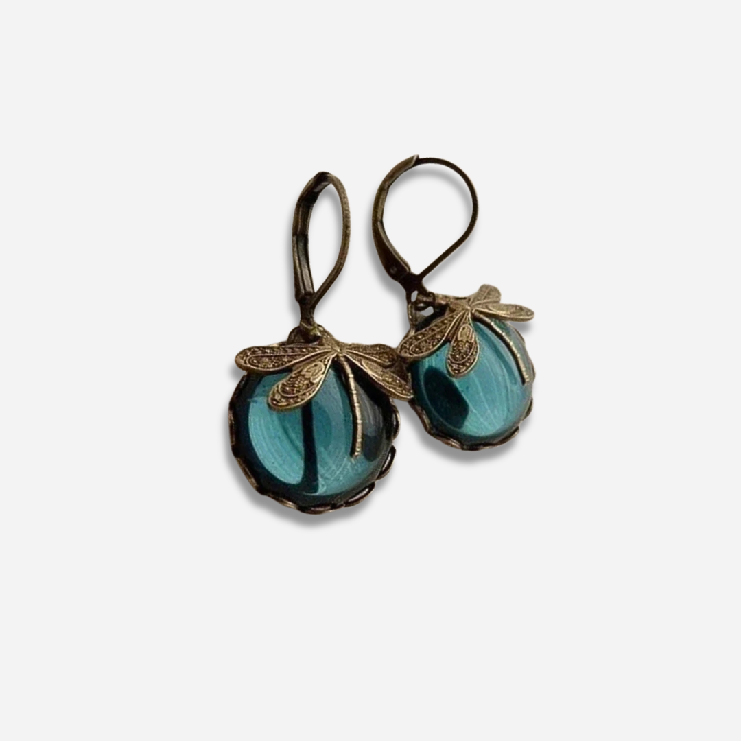 Dragonfly Antique Gold Earrings
