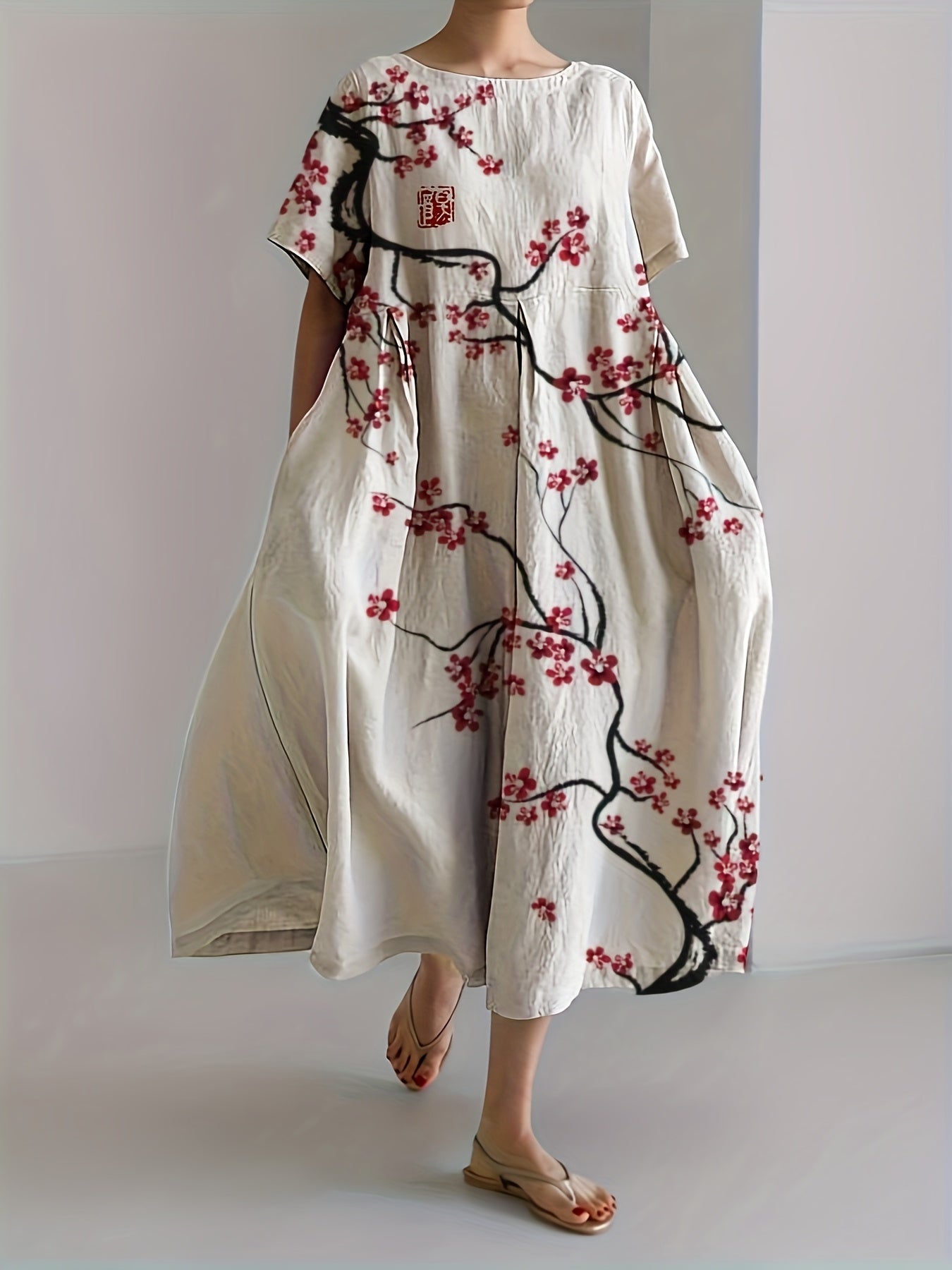 Cherry Bloom Grace – Flattering Silhouette, Delicate Print