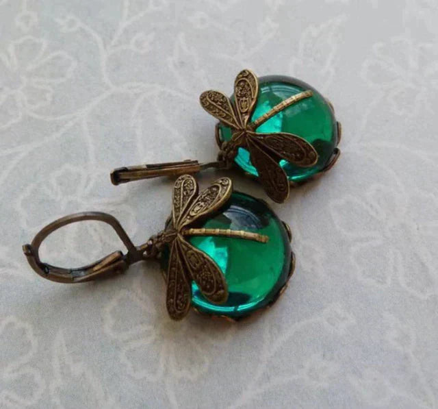 Dragonfly Antique Gold Earrings