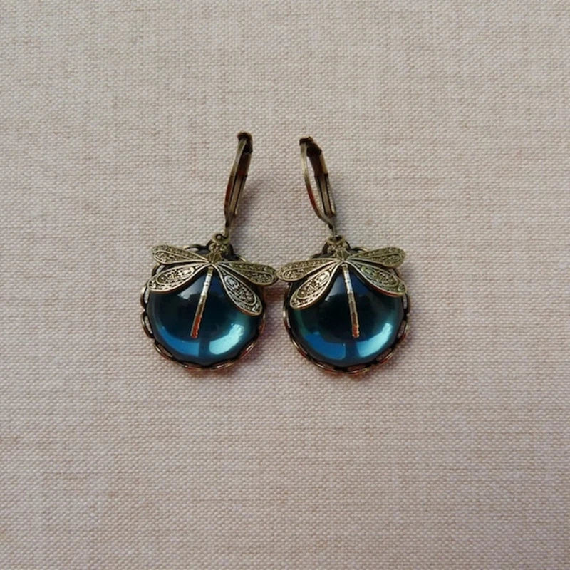 Dragonfly Antique Gold Earrings