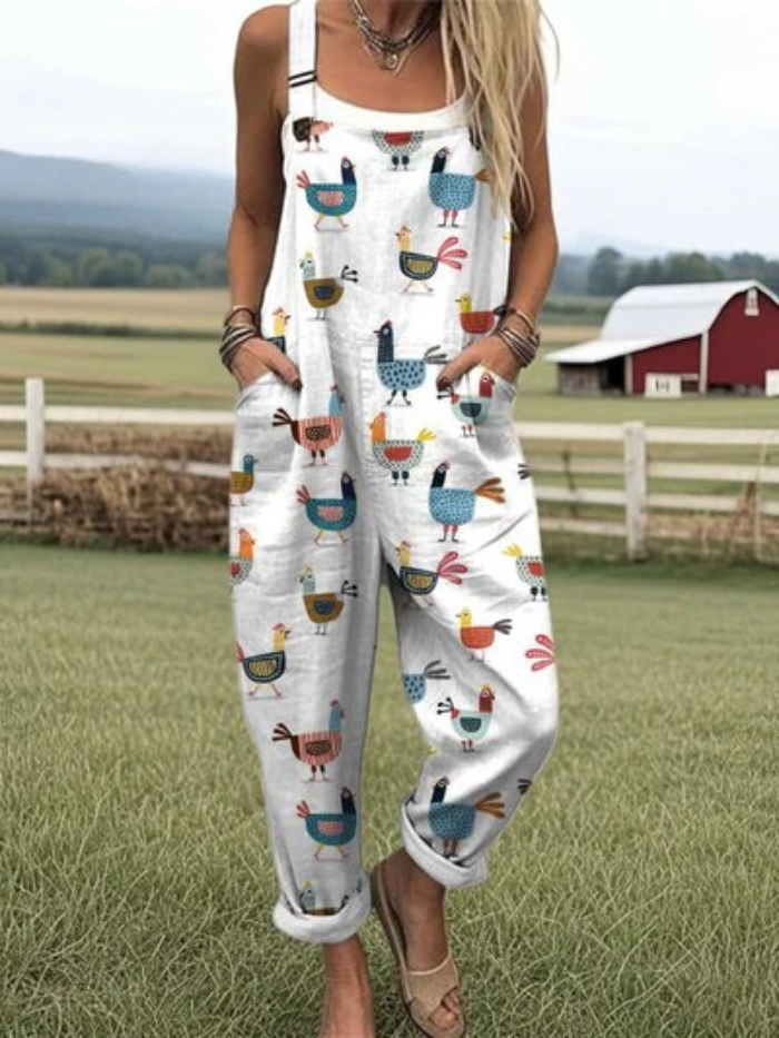 Sunny Coop Jumpsuit – Playful Print with All-Day Comfort