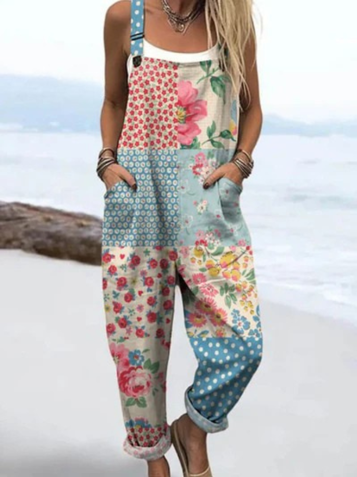 Patchwork Poise Jumpsuit – Vintage Collage with a Flowing Shape