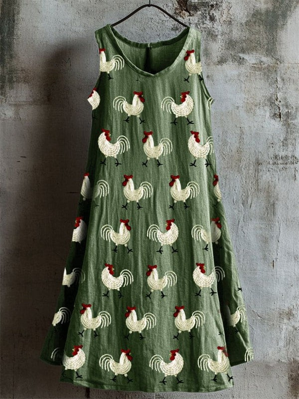 Countryside Rooster | Easygoing Embroidered Dress