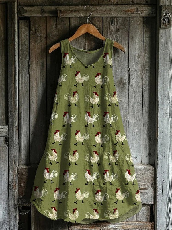 Sunrise Rooster™ | Embroidered Relaxed Fit Dress