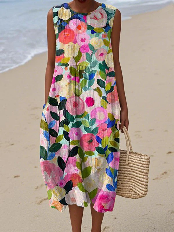 Ocean Garden Wrap Dress – Breezy Blue Hues with Subtle Lace Details