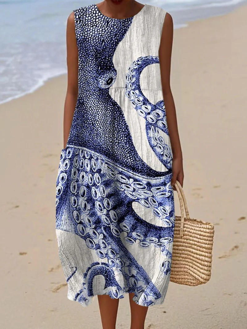 Painter’s Meadow Wrap Dress – Artistic Print with Natural Movement