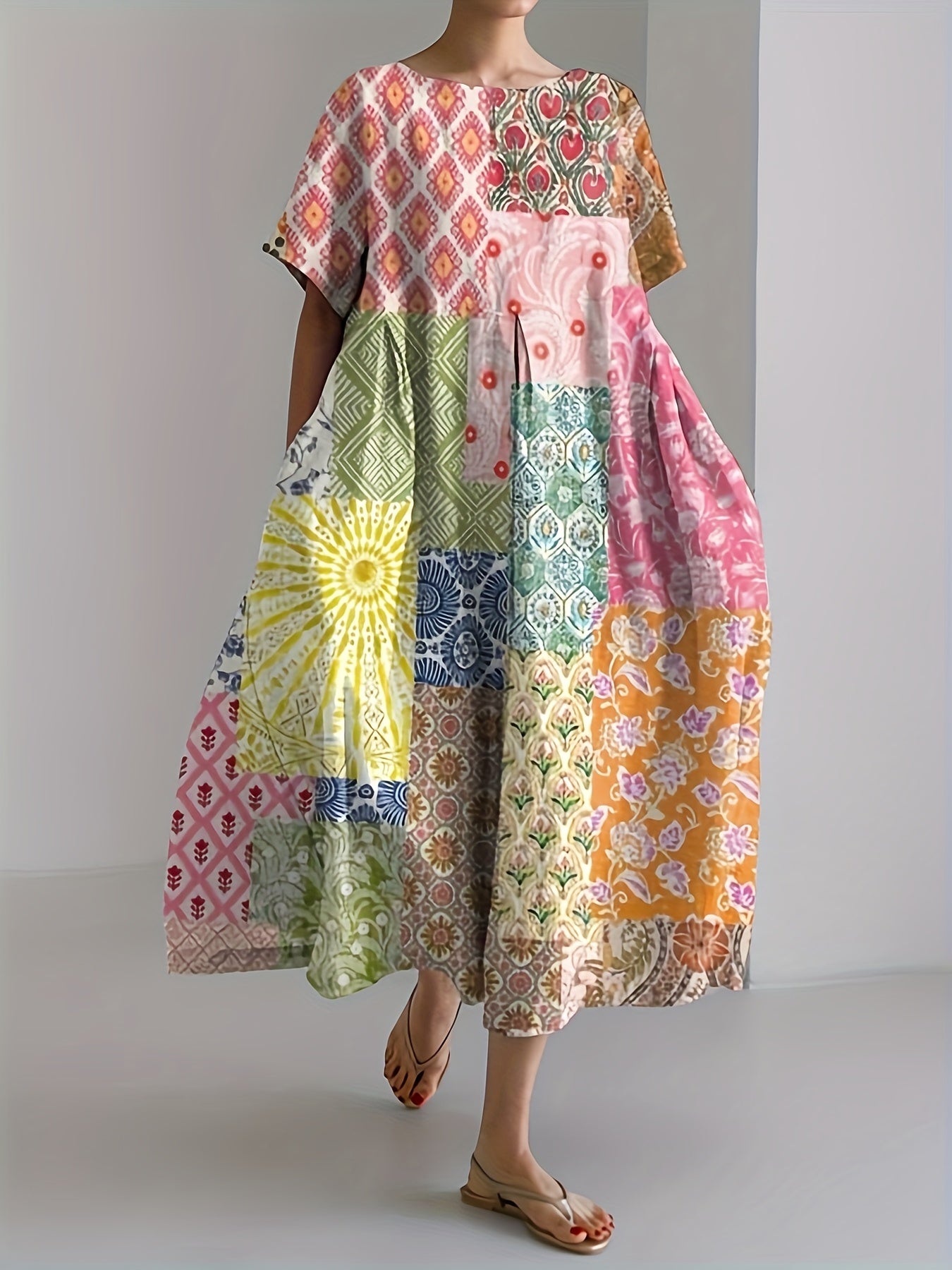 Sunshine Patch Dress – Relaxed Warmth with a Vintage Feel